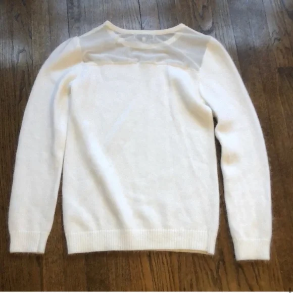 John + Jenn Winter White Crew Neck Fuzzy Mesh Sweater Size Large - Picture 2 of 7